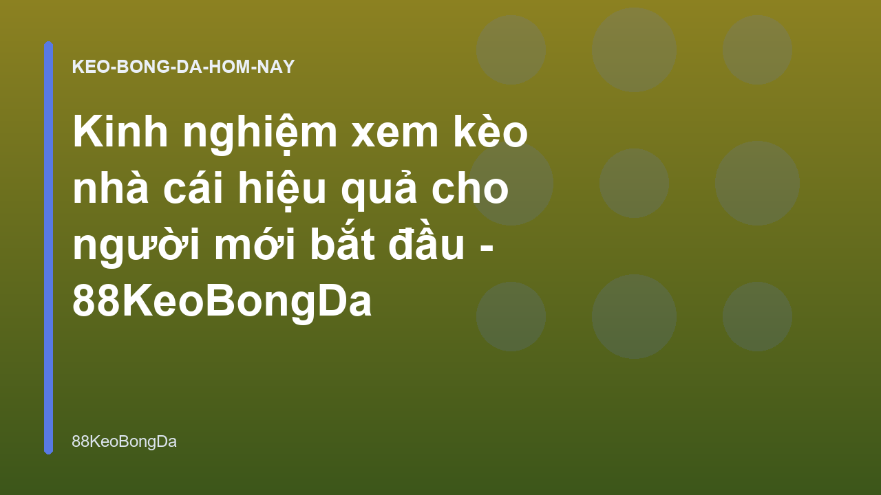 Kinh nghiệm xem kèo nhà cái hiệu quả cho người mới bắt đầu - 88KeoBongDa